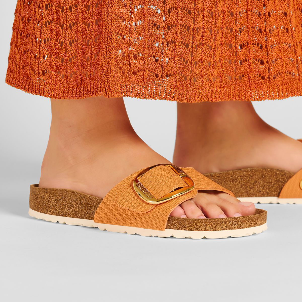 Madrid Big Buckle Textile in Papaya Birkenstock NZ